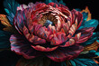 A paper art style illustration of a detailed and colorful peony. generative AI