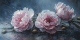 Fototapeta Kwiaty - Pink peonies in impasto oil texture, generative ai