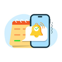 Poster - allow, enable, turn on notification messages, date reminder on smartphone concept illustration flat design vector eps10. modern graphic element for landing page ui, infographic, icon