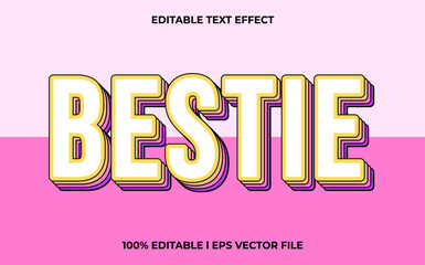 Poster - bestie 3d text effect and editable text, template 3d style use for trendy tittle