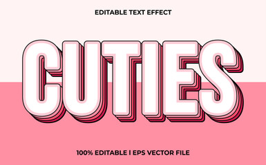 Poster - Cuties 3d text effect and editable text, cute template 3d style use for coloful tittle