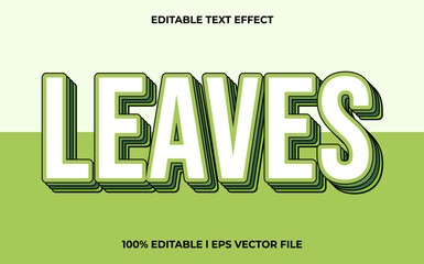 Poster - Leaves 3d text effect and editable text, template 3d style use for trendy tittle