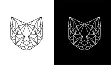Graphic Vector Illustration Of Design Polygon To A Geometric Cat In Line Art Style
