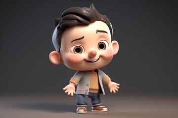 Poster - A little boy - cute cartoon character, 3d rendering. Generative AI