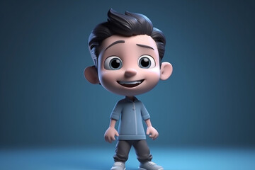 Poster - A little boy - cute cartoon character, 3d rendering. Generative AI