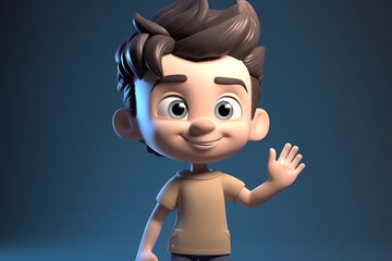Poster - A little boy - cute cartoon character, 3d rendering. Generative AI