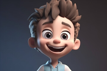 Poster - A little boy - cute cartoon character, 3d rendering. Generative AI