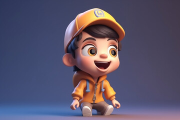 Poster - A little boy - cute cartoon character, 3d rendering. Generative AI