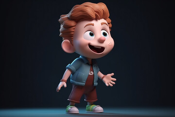 Poster - A little boy - cute cartoon character, 3d rendering. Generative AI