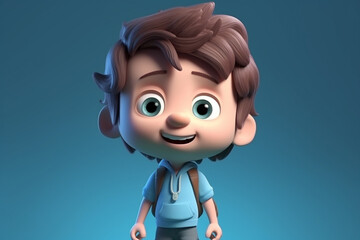 Poster - A little boy - cute cartoon character, 3d rendering. Generative AI