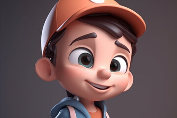 Poster - A little boy - cute cartoon character, 3d rendering. Generative AI
