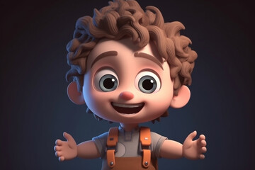 Poster - A little boy - cute cartoon character, 3d rendering. Generative AI