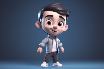 Poster - A little boy - cute cartoon character, 3d rendering. Generative AI