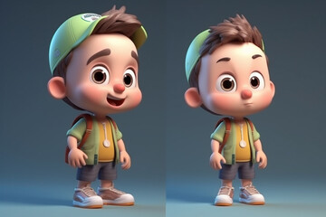 Poster - A little boy - cute cartoon character, 3d rendering. Generative AI