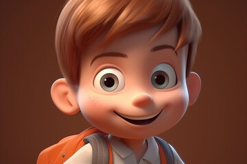 Poster - A little boy - cute cartoon character, 3d rendering. Generative AI
