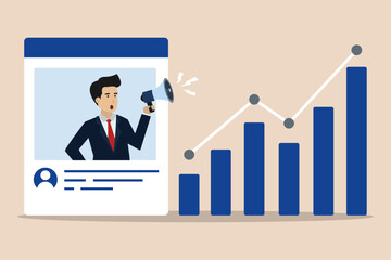 Wall Mural - Social media business promotion so that the company's graphics increase.