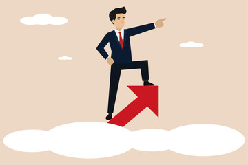 Wall Mural - Professional businessman walking up to reach goal.