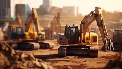 Excavator at construction site