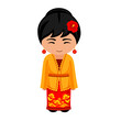 Woman in Malaysia national costume. Female cartoon character in traditional malay ethnic clothes. Flat isolated illustration. 
