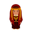 Woman in Tunisia national costume. Female cartoon character in tunisian traditional ethnic clothes. Flat isolated illustration.
