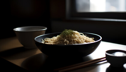 Wall Mural - Looking for a unique noodle experience? Try Tsukemen - where thick noodles are dipped into a mouthwatering sauce for a burst of umami flavor!