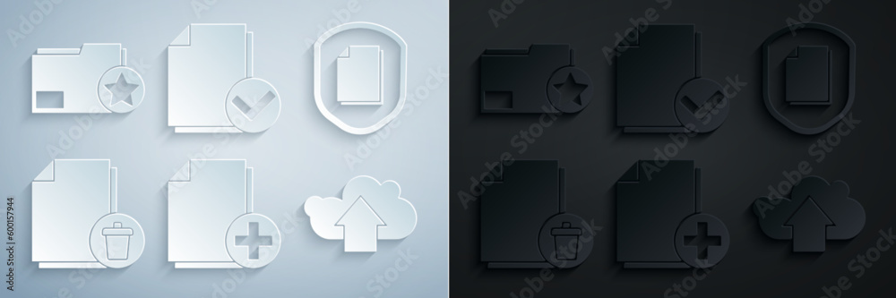 Set Add new file, Document protection concept, Delete document, Cloud ...