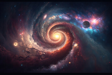 Wall Mural - Spiral Galaxy. Space with stars generative AI background