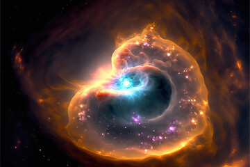 Wall Mural - glowing nebula with stars. fantasy galaxy generative ai background