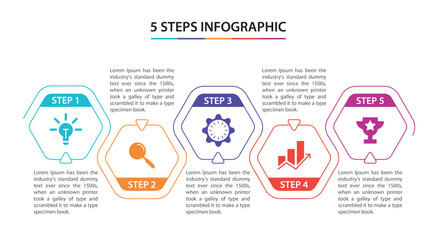 vector abstract 5 step paper infographic elements. hexagon infographics honeycomb design