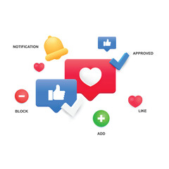 Poster - Set of notifications for social networks and apps. UI design. Vector illustration.