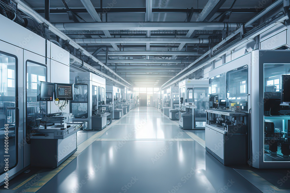 Intelligent factory production line. AI technology generated image ...