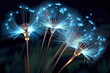 Beautiful bioluminescent glowing dandelions, Generative AI