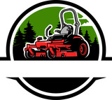 Fototapeta  - Zero Turn Lawn Mower Lawn Care Logo
