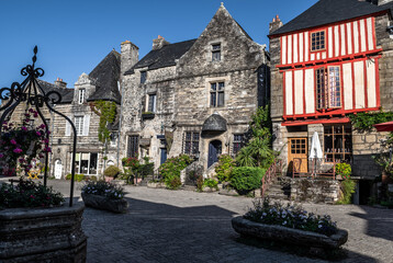 Ancient Buildings In Picturesque Village Rochefort En Terre In The Department Of Morbihan In Brittany, France