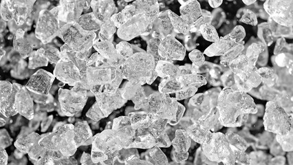 Aufkleber - Freeze motion of flying crushed ice isolated on black background.