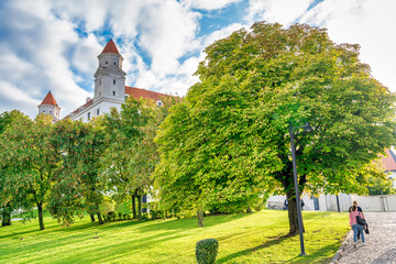 Sticker - Bratislava Castle or Bratislavsky Hrad. It is the main castle of Bratislava, Slovakia