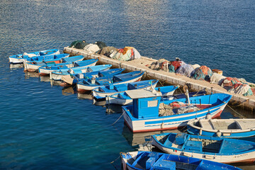 Wall Mural - Fishermen s boats, Gallipoli, Apulia, Italy