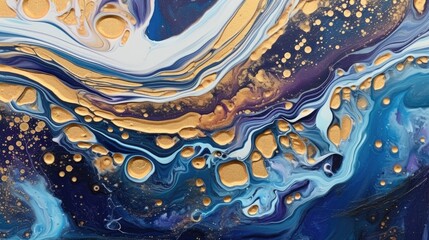 Sticker - Abstract acrylic pour painting with fluid, swirling patterns, generative ai