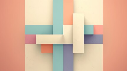 Wall Mural - Minimalist geometric design in pastel colors with clean lines, generative ai