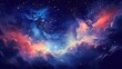 Night sky with a colorful galaxy and twinkling stars, generative ai