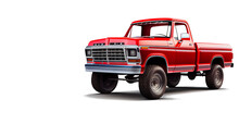 Red Vintage Pickup Truck On A Transparent Background. AI Generator