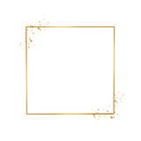 Fototapeta Przestrzenne - Gold square frame and spattering.