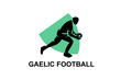 Gaelic fottball sport vector line icon. an athlete playing gaelic football.
