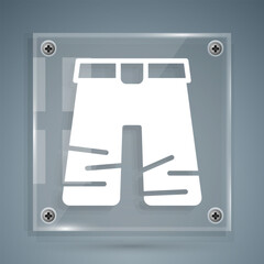 Wall Mural - White Wide pants icon isolated on grey background. Trousers sign. Square glass panels. Vector