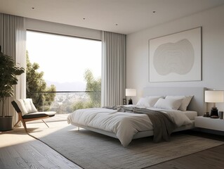 Wall Mural - minimalist bedroom with a neutral color palette, generative ai