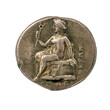 antike griechische Münze aus Silber: die sitzende Nymphe Eirene, Didrachme, 