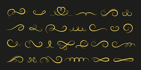Wall Mural - curly graphic elements. calligraphy swashes, signature decorative creative design. lettering and let