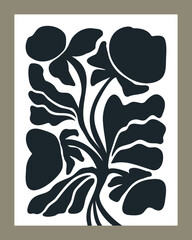 abstract floral poster. fashion hand drawn plant in naive matisse style. decorative modern botanical