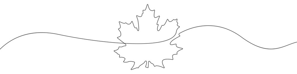 Poster - Maple leaf sign line continuous drawing vector. One line Maple leaf vector background. Maple leaf icon. Continuous outline of Maple leaf. Linear Canada design.