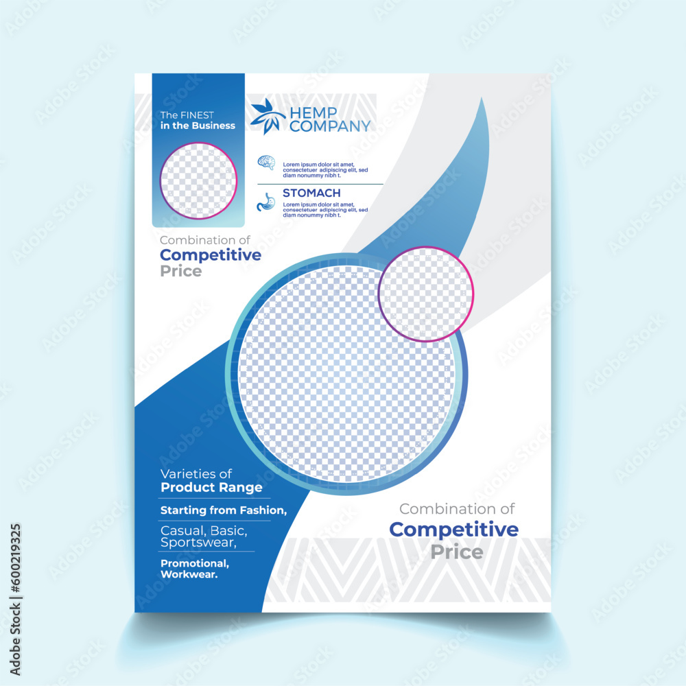 Blue curve Vector business proposal Leaflet Brochure Flyer template ...